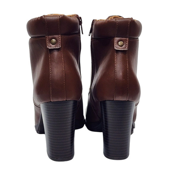 Style & Co Lucillee Ankle Boots 11 M Brown Faux Leather Pointed Toes Block Heels - Picture 8 of 12